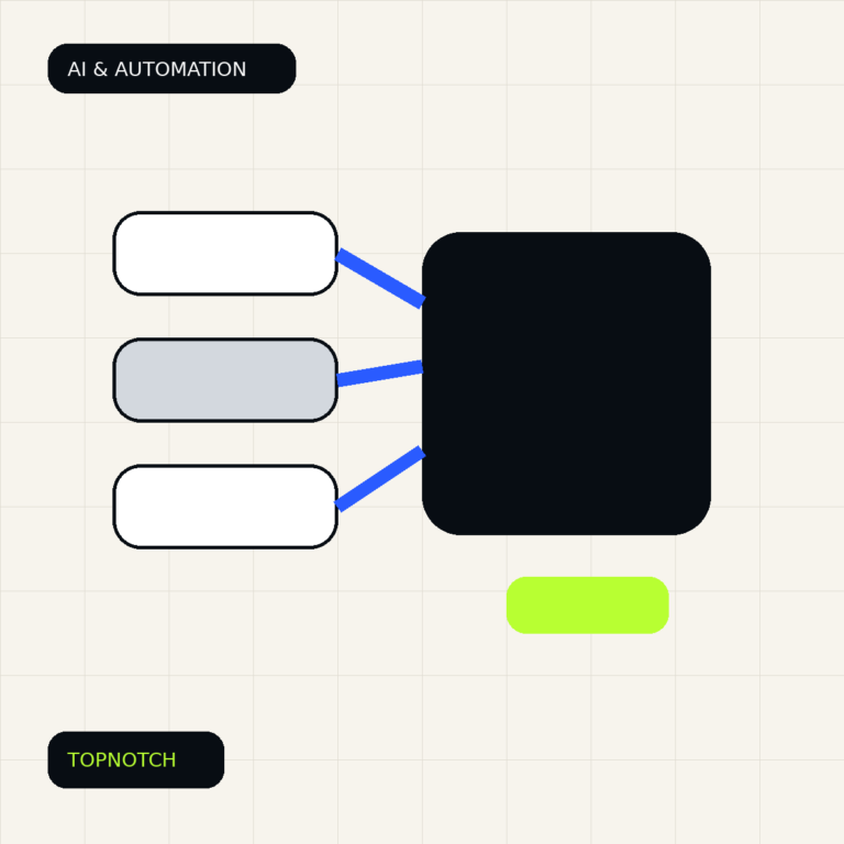 Abstract enquiry automation graphic with message bubbles flowing through an AI filter to a human escalation lane.
