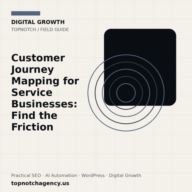 Branded TopNotch editorial graphic for Customer Journey Mapping for Service Businesses: Find the Friction.