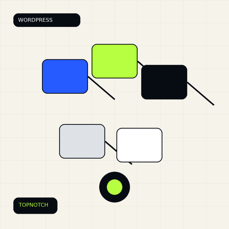 Abstract plugin architecture graphic showing connected modular blocks and a simplified website core.