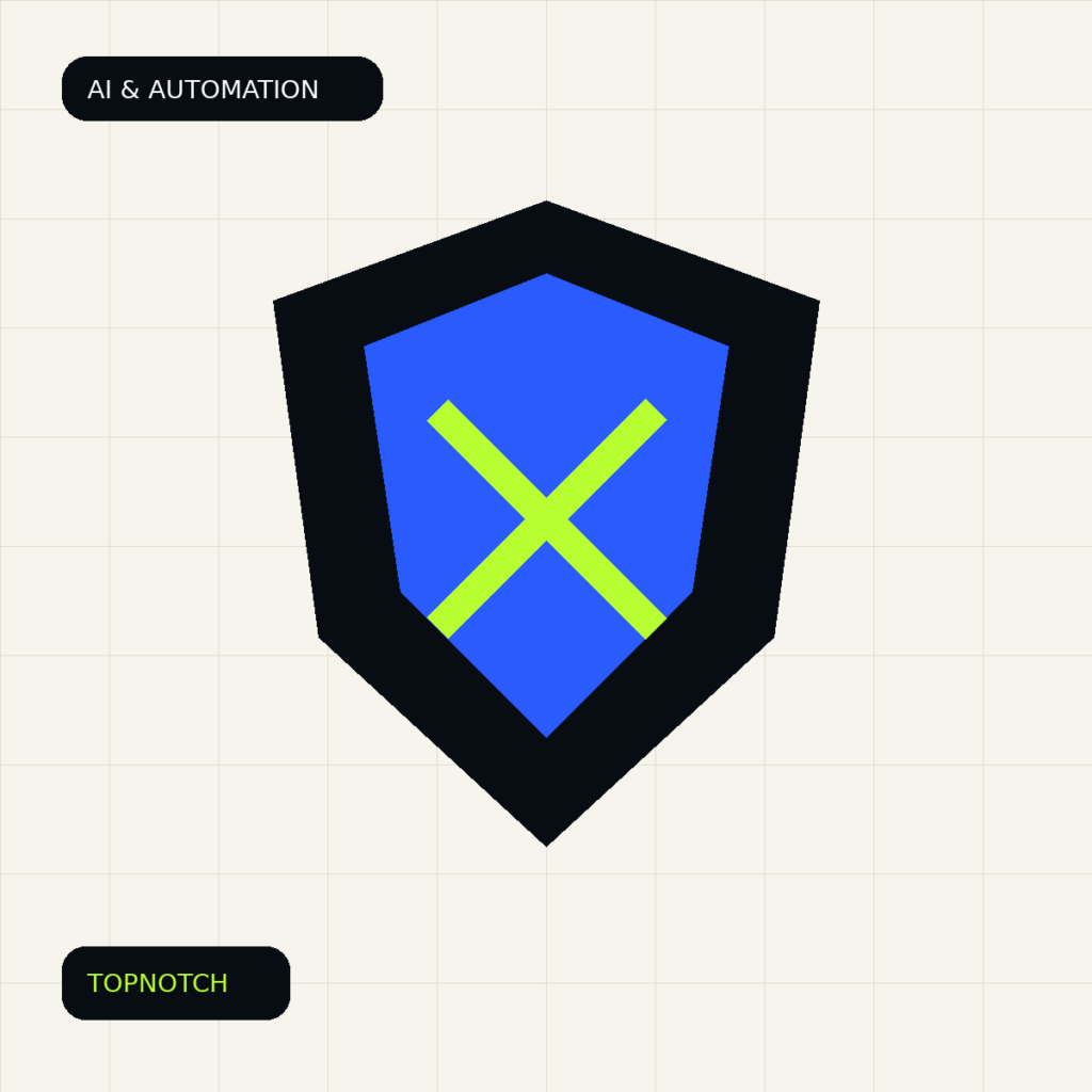 Abstract AI security graphic with a malicious prompt blocked by a shield before reaching business tools and sensitive data.