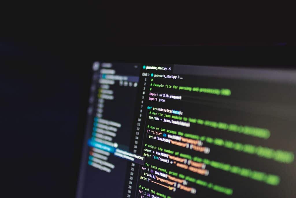 Programming output on screen representing AI responses validated against a structured schema