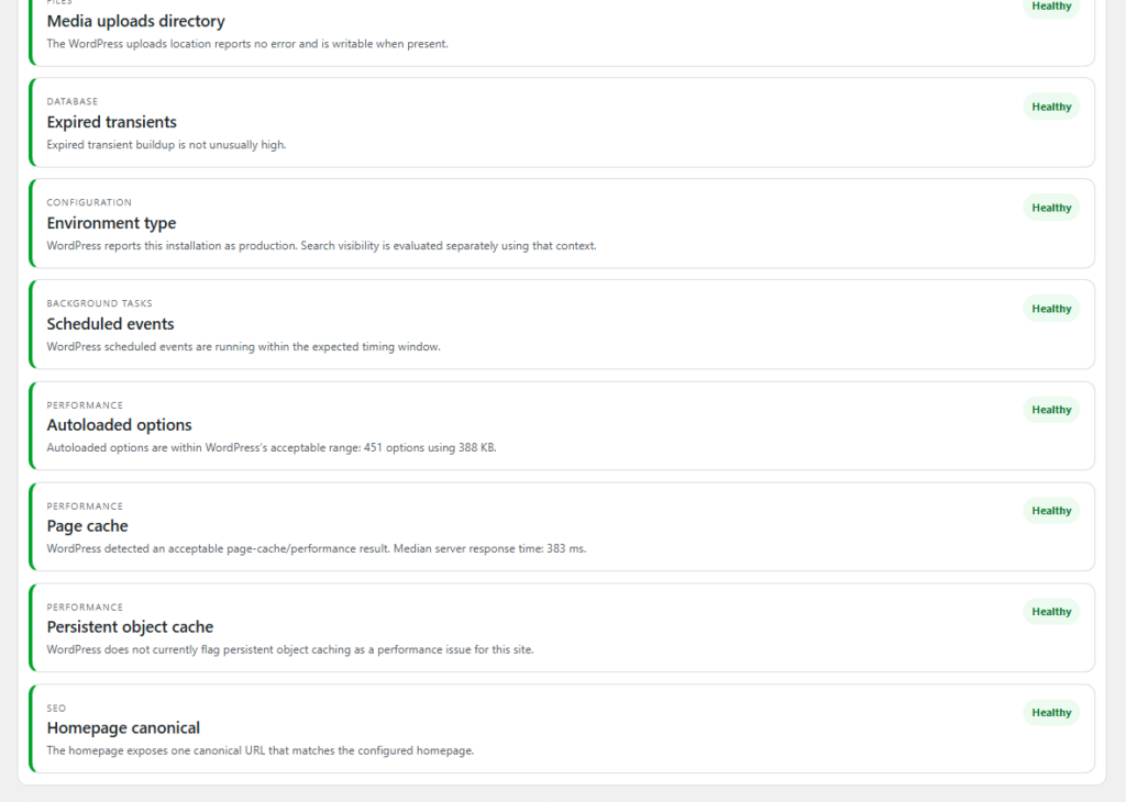 TopNotch Site Doctor verified healthy WordPress SEO performance security and configuration checks