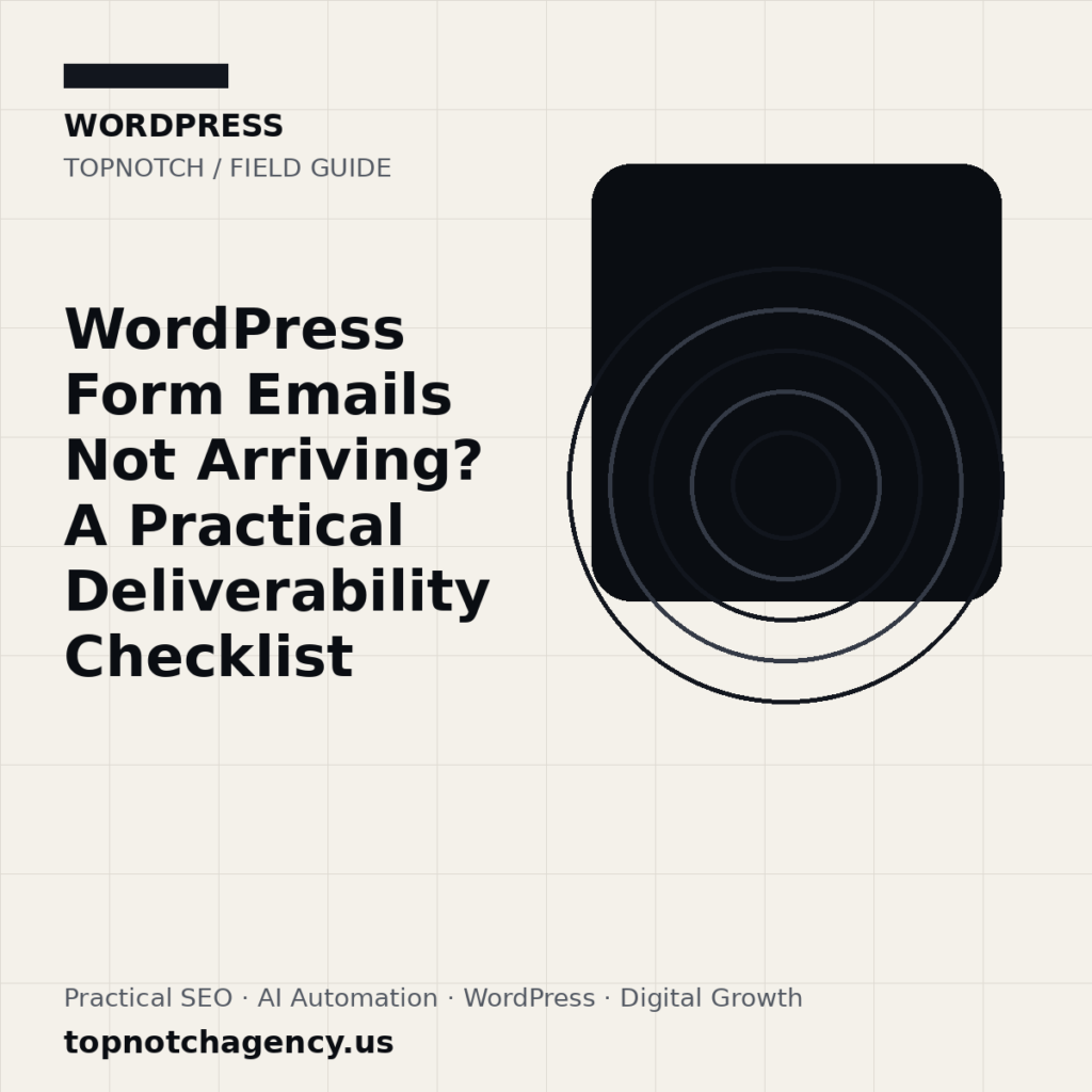 Illustration of a WordPress enquiry form protected by honeypot, rate limiting, validation and risk checks before email delivery